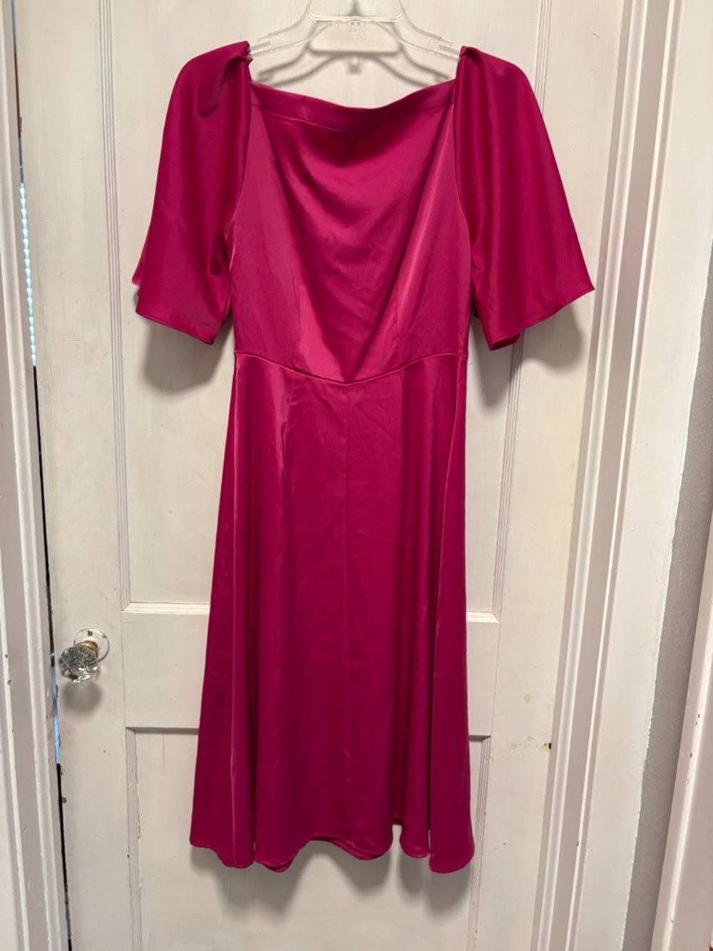Banana Republic Factory Fuchsia Midi Dress with Square Draped Neckline 0